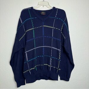 Baffo Men's Sweater Vintage Size 52 L Dark Navy Made‎ in Italy Grandpacore
